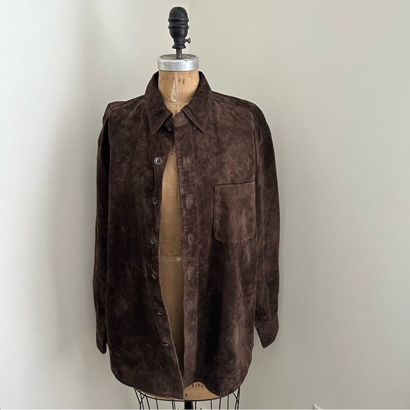 Vintage Suede Leather Shacket Jacket Brown Womens Size Medium - Picture 5 of 9